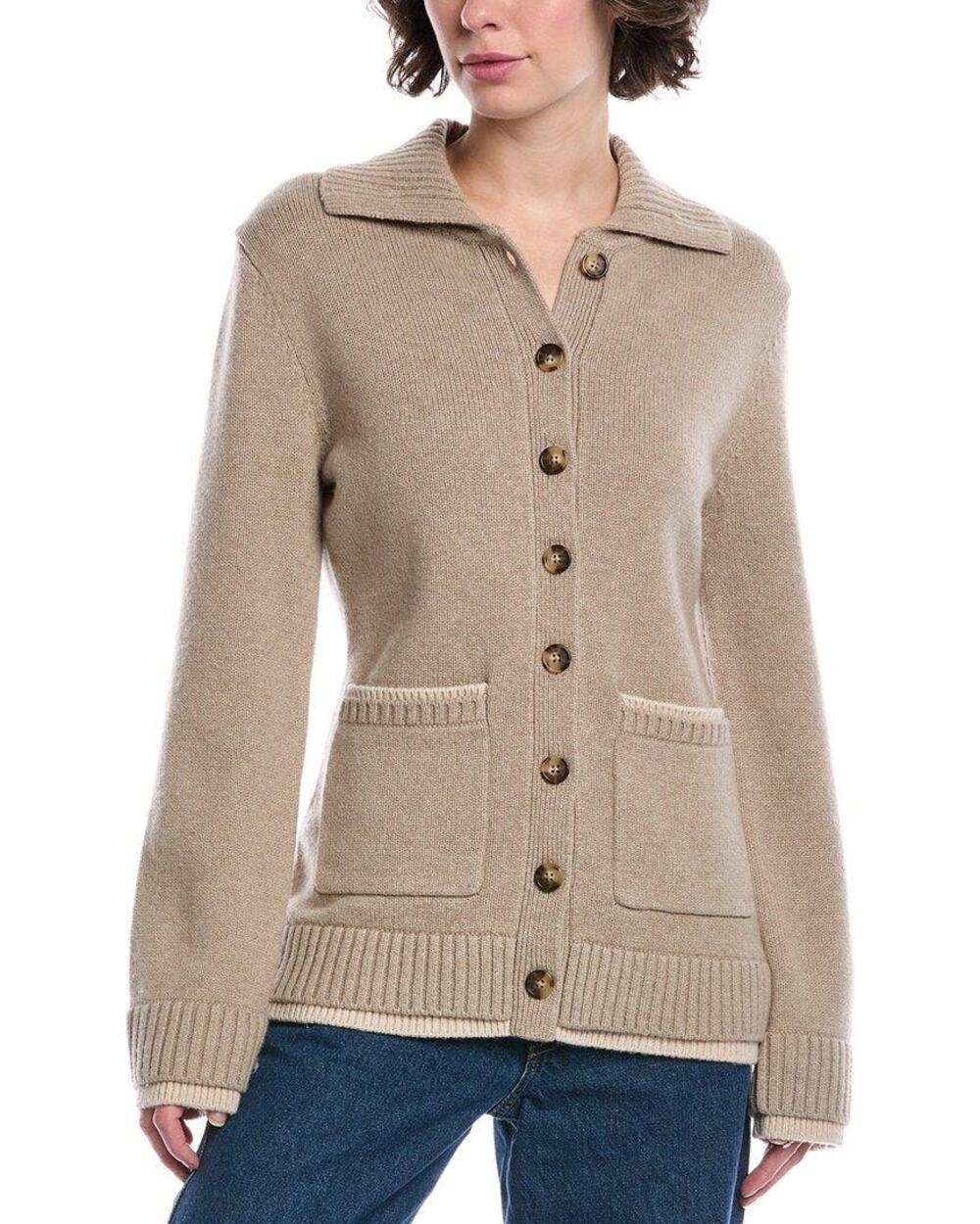 Rag & Bone Danica Cardigan Womens XXS Beige Cashmere Wool Button Front Collared